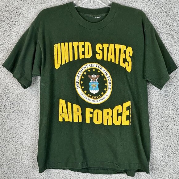 1992 Air Force T Shirt Large Single Stitch  America Military Bubble Letters Boxy - Picture 1 of 5